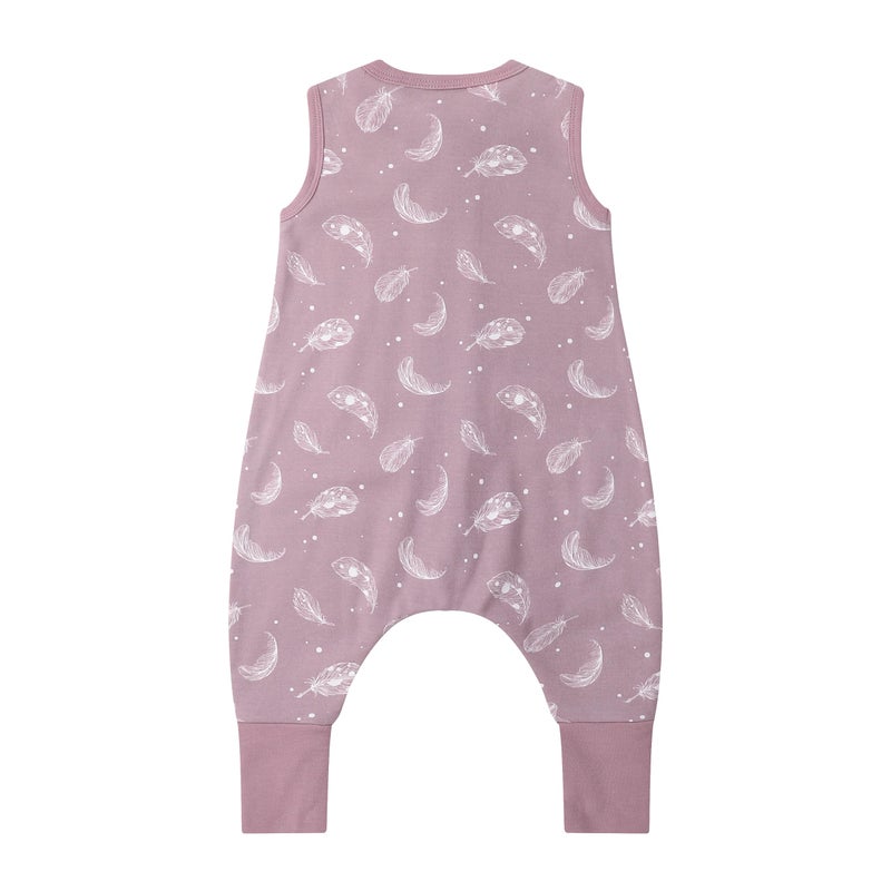 Owlivia 1.0 Tog 100% Organic Cotton Baby Sleeping Bag with Feet Toddler Sleep Sack with Legs Sleeveless Wearable Blanket(1.0 TOG Mauve Feather,2 Years-80) - Image 2